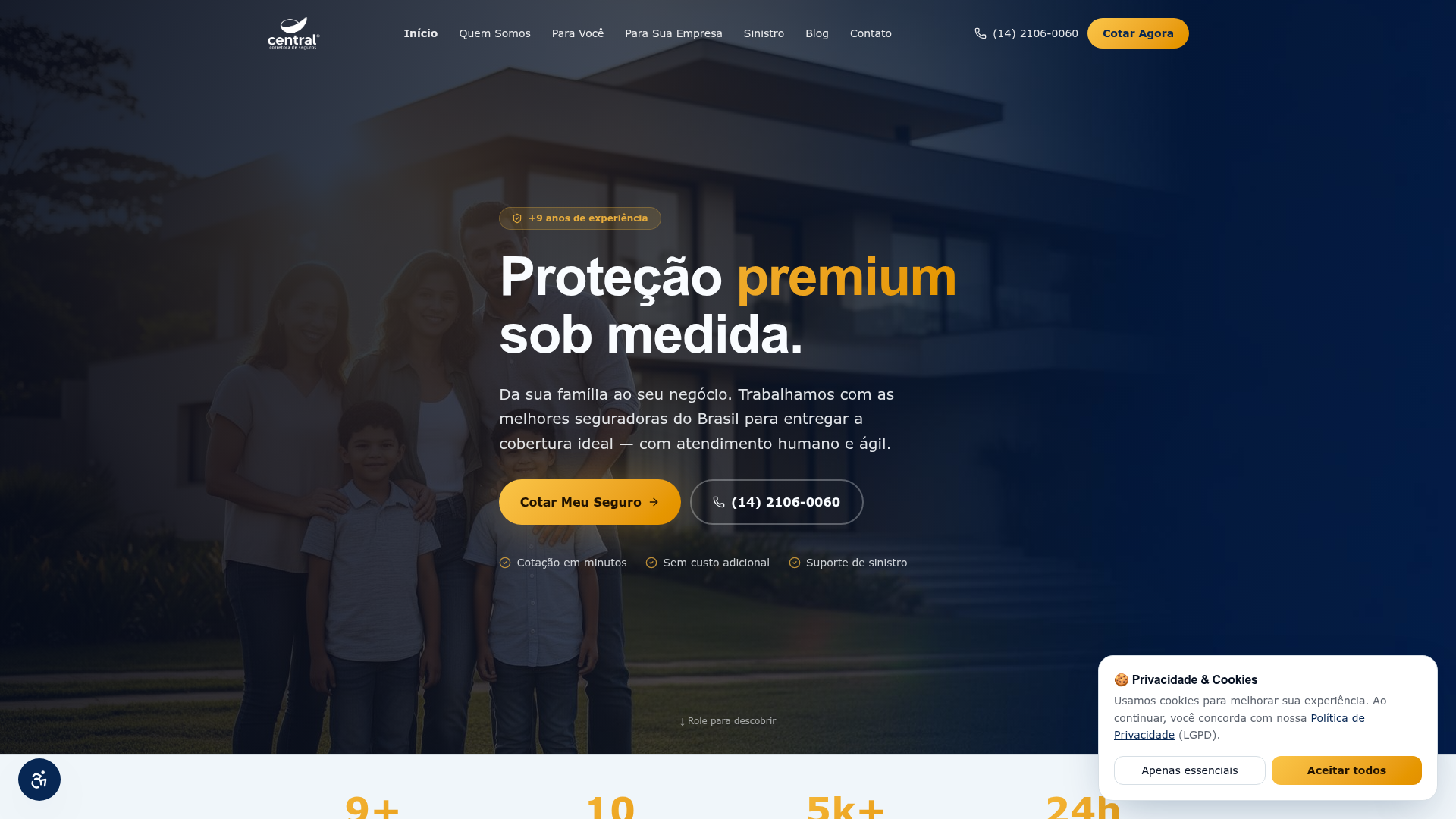 Redesign do site Central Seguros — Corretora · Seguros