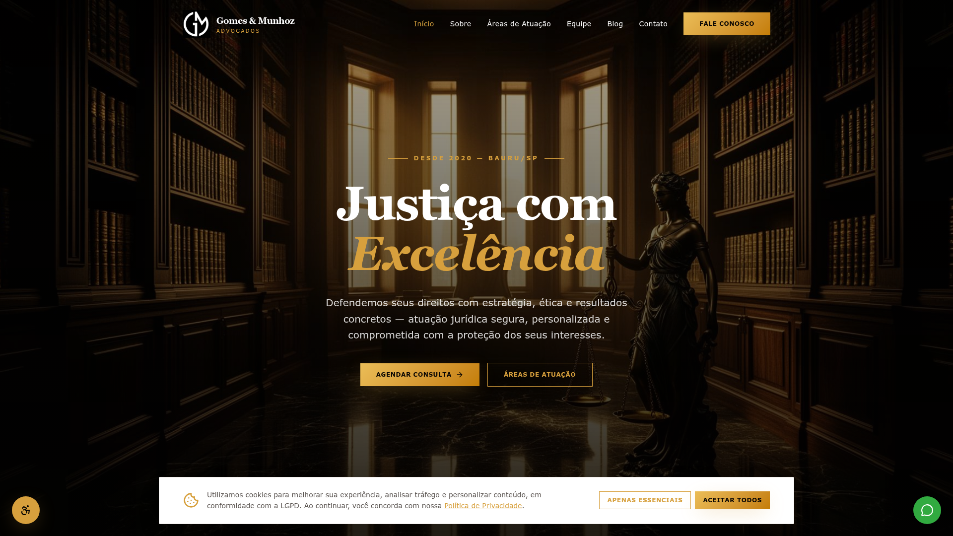 Site no ar — Gomes & Munhoz Advogados (Advocacia · Bauru/SP)